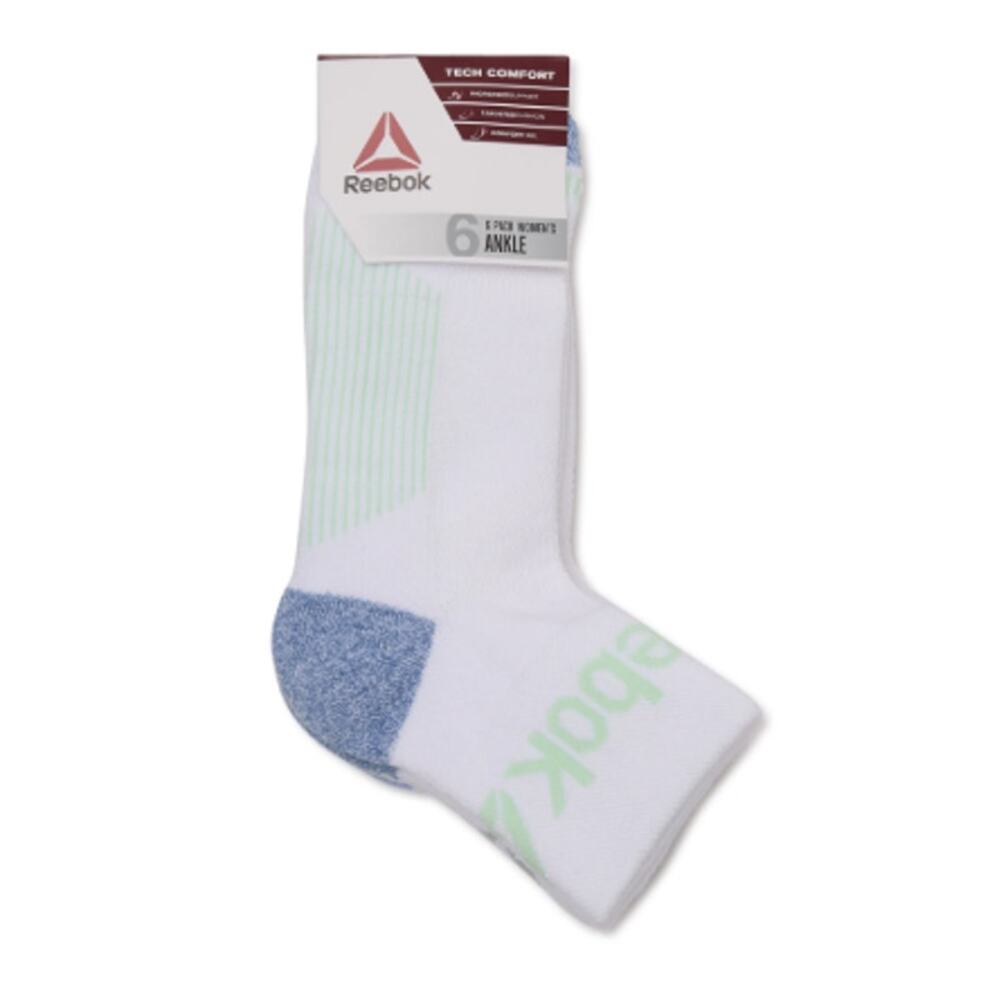 Reebok Target Cushion White Ankle Socks 6 Pairs Shoe Size 4-9 Comfort NEW Womens